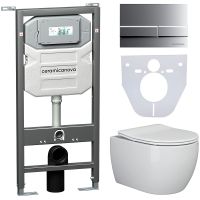 Комплект унитаза с инсталляцией Ceramicanova Play CN3001_1002M_1000 с сиденьем Микролифт и клавишей  — фото 1, Комплекты унитаз + инсталляция