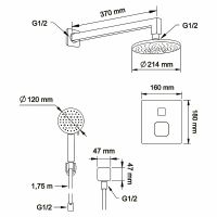 Душевая система Swedbe Platta 5564B с термостатом Черная матовая — фото 4, Душевые системы