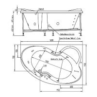 Акриловая ванна BellSan Индиго 168x110 L 4627171531278 с гидромассажем — фото 3, Акриловые ванны
