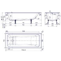 Чугунная ванна Creto Strong 170x70 25-1170 без антискользящего покрытия — фото 4, Чугунные ванны