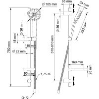 Душевой гарнитур Swedbe Calypso 5082 Хром — фото 4, Душевые гарнитуры