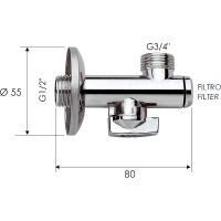Товар: Запорный вентиль Remer 1231234 Хром - фото 2 Запорный вентиль Remer 1231234 Хром — фото 2, Комплектующие для туалета