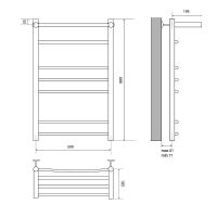 Водяной полотенцесушитель Melodia della vita Shelf Eco 50х80 П6 MTRSO5080 с полкой Полированная стал — фото 2, Водяные полотенцесушители