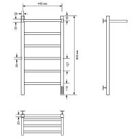 Электрический полотенцесушитель Comfysan Marte-K EC-6 80x40 012571 с полкой Черный матовый — фото 2, Электрические полотенцесушители