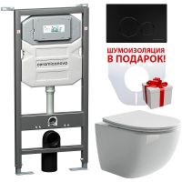 Комплект унитаза с инсталляцией Ceramicanova Forma CN3009_1001B_1000 с сиденьем Микролифт и Черной м — фото 1, Комплекты унитаз + инсталляция