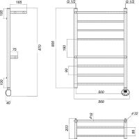Электрический полотенцесушитель Domoterm Медея с 2 полками П8 500x800 ER Золото — фото 2, Электрические полотенцесушители