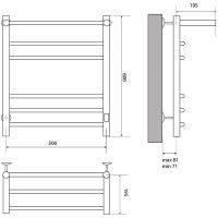 Электрический полотенцесушитель Melodia della vita Shelf Electro Ferrum 50х60 П5 MTRSEF5060bk с полк — фото 2, Электрические полотенцесушители