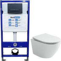 Комплект унитаза Ceramicanova Uno Rimless CN11001 с инсталляцией WellWant Standart 50 WWISI111BB с с — фото 1, Комплекты унитаз + инсталляция