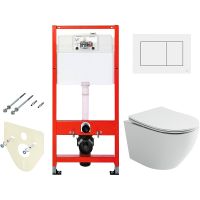 Комплект унитаза Ceramicanova Uno Rimless CN11001 с инсталляцией Tece Base 9400413 с сиденьем Микрол — фото 1, Комплекты унитаз + инсталляция