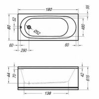 Акриловая ванна Kolpa San Tamia 180x80 533880 без гидромассажа — фото 2, Акриловые ванны