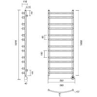 Электрический полотенцесушитель Domoterm Калипсо П12 500x1000 ER Хром — фото 2, Электрические полотенцесушители