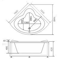 Акриловая ванна BellSan Оливия 150x150 4627171531384 с гидромассажем — фото 3, Акриловые ванны