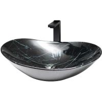 Раковина-чаша CeramaLux 60 7404BM Черный мрамор — фото 1, Раковины