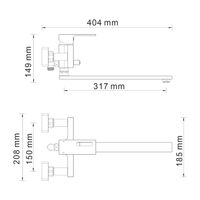 Alme 1502L Смеситель для ванны с длинным изливом — фото 11, Смеситель для ванны