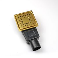 Душевой лоток Drain Leo-01-10 квадрат 100*100 Золото браш Ø 50 мм арт-60210110-06 — фото 4, Душевые лотки