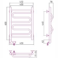 Электрический полотенцесушитель Сунержа Элегия 2.0 600x400 L 00-5218-6040 Хром — фото 3, Электрические полотенцесушители
