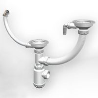 Сифон двойной GRAND 31/2 с круглым переливом и отводом ЭКОНОМ (С.Н. 391-11-22) — фото 1, Комплектующие