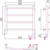 Электрический полотенцесушитель Сунержа Галант 2.0 500x500 R 12-5201-5050 Белый — фото 2, Электрические полотенцесушители