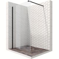 Душевая перегородка Ambassador Walk-in 90х200 15031109 профиль Черный стекло прозрачное — фото 1, Душевые перегородки