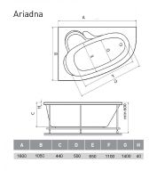 Акриловая ванна Relisan Ariadna 160x105 L Гл000000535 без гидромассажа — фото 2, Акриловые ванны