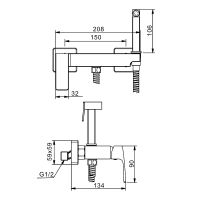 Гигиенический душ со смесителем Raglo R01.51.09 Графит матовый — фото 7, Гигиенические души
