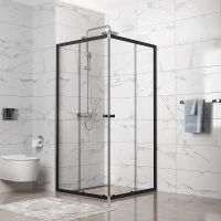 Душевой уголок Melodia della vita Cube 90x90 MCNCB9090TBk профиль Черный стекло прозрачное — фото 5, Квадратные душевые уголки