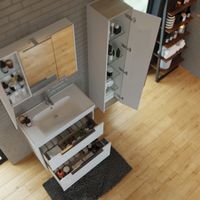 Шкаф зеркальный PRIME, 60 см, 2 дверцы, 2 стеклянные полки, белый — фото 5, Шкафы для ванной