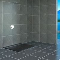 Душевой поддон  80*80*2,5 RGW STM-088G Графит/Квадрат  Каменный (решётка хром) — фото 3, Душевые поддоны из искусственного камня