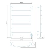 Электрический полотенцесушитель Larusso Классик КС П7 500х800 4670078536518 Белый — фото 2, Электрические полотенцесушители