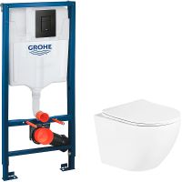 Комплект унитаза BelBagno Uno BB3105CHR/SC с инсталляцией Grohe Rapid SL 38811KF0 с сиденьем Микроли — фото 1, Комплекты унитаз + инсталляция