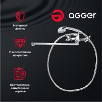 Смеситель для ванны Agger Retro  A1921100 универсальный Хром — фото 10, Смеситель для ванны