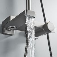 Товар: Душевая система Rose R18T R1896T с термостатом Оружейная сталь - фото 2 Душевая система Rose R18T R1896T с термостатом Оружейная сталь — фото 2, Душевые стойки