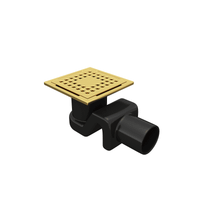 Товар: Душевой лоток Drain Leo-01-10 квадрат 100*100 Золото браш Ø 50 мм - фото 1 Душевой лоток Drain Leo-01-10 квадрат 100*100 Золото браш Ø 50 мм — фото 1, Трапы для душа