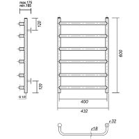 Водяной полотенцесушитель Domoterm Стефано П6 400x600 Золото — фото 2, Водяные полотенцесушители
