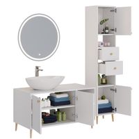 Тумба LUNO, 100см, напольная, 2дв., 2 откр. полки,белый глянец, под ум. Триумф — фото 11, Тумбы под раковину