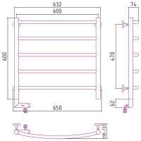 Электрический полотенцесушитель Сунержа Галант 2.0 600x600 L 00-5200-6060 Хром — фото 3, Электрические полотенцесушители