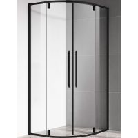 Душевой уголок AQUAme 90x90 AQM7101-2-9 профиль Черный матовый стекло прозрачное — фото 1, Душевые уголки четверть круга