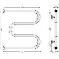 Водяной полотенцесушитель Сунержа М-образный 500х500 00-0007-5050 Хром — фото 3, Водяные полотенцесушители