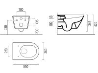 Товар: Унитаз GSI Kube X 55/F 941511 подвесной без сиденья - фото 2 Унитаз GSI Kube X 55/F 941511 подвесной без сиденья — фото 2, Подвесные унитазы