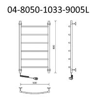 Электрический полотенцесушитель Маргроид Вид 4 800x500 04-8050-1033-9005L левый Черный матовый — фото 2, Электрические полотенцесушители