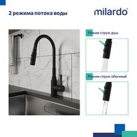 Смеситель для кухни Milardo Meal M01BL2FM05 Черный матовый — фото 5, Смесители для кухни