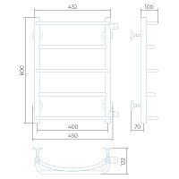 Водяной полотенцесушитель Larusso Евромикс БП П5 400x600 4670078534934 Хром — фото 2, Водяные полотенцесушители