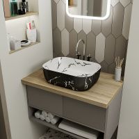 Раковина-чаша Point Вега 46 PN43711WB Черная Белая — фото 7, Раковины