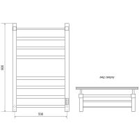 Электрический полотенцесушитель Melodia della vita Moderno Shelf Ferrum 50х80 П8 MTRMSF5080gt с полк — фото 2, Электрические полотенцесушители