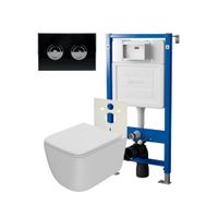 Сет: Система инсталляции пневматическая Point, Клавиша уст в стену чер/хром+Унитаз Меркурий PN41831W арт-PN48312BC — фото 1, Комплекты унитаз + инсталляция