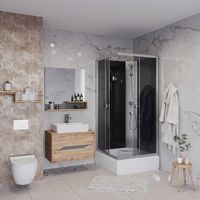 Душевая кабина Niagara Eco E90/26Q/TN/BK (90х90х195) средний поддон(30см),стекло тонированное,4 мест — фото 1, Душевые кабины