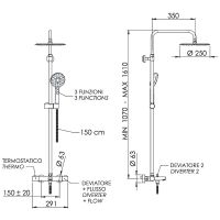 Душевая система Remer Elegance EQ34A8MPUFM25NO с термостатом Черная матовая — фото 2, Душевые стойки