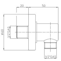 Шланговое подключение Bossini V00228.030 Хром — фото 2, Комплектующие для душевого оборудования