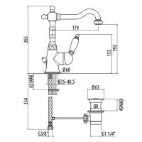 Смеситель для раковины Gattoni Orta 2741/27D0 OLD Золото 24 карат — фото 2, Смесители для раковины