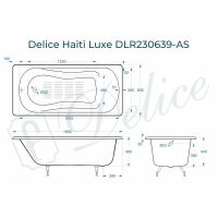 Чугунная ванна Delice Haiti Luxe 180x80 DLR230639-AS без отверстий под ручки с антискользящим покрыт — фото 2, Ванны